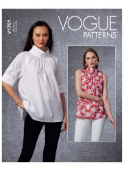 1701 VOGUE EASY LOOSE COLLAR TOP SLEEVES OR NOT PATTERN SMALL-XXL 8-26 UNCUT